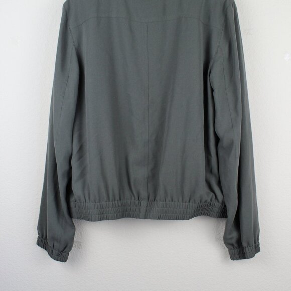 NWT Theory Front Zip Bomber Jacket, Thyme Green– Minimalist Lightweight Layer - Picture 13 of 14
